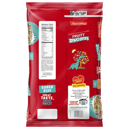 Malt-O-Meal Fruity Dyno Bites Cereal, Gluten Free Kids Breakfast Cereal for Lunchboxes, 32 OZ Resealable Bag