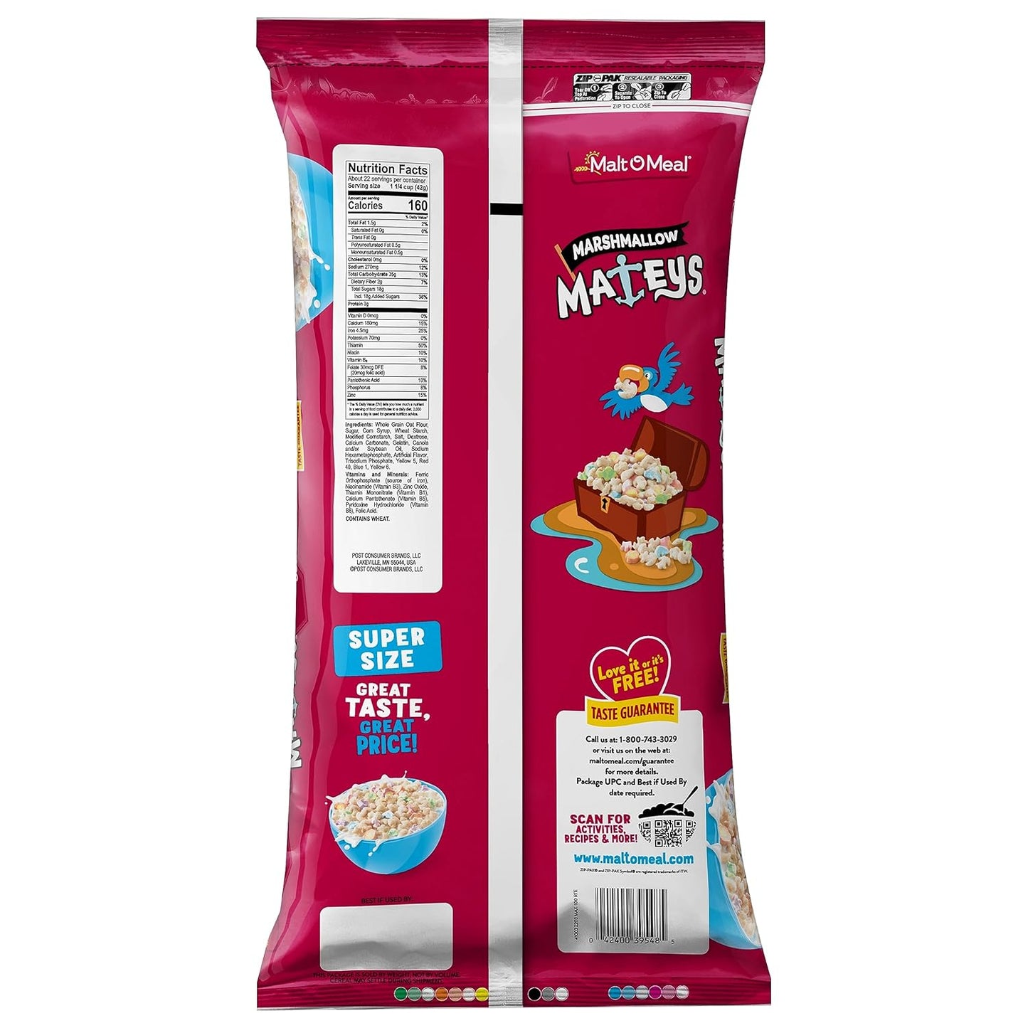 Malt-O-Meal Marshmallow Mateys Breakfast Cereal – Family Size Cereal for Kids' Breakfast Table, 33 OZ Resealable Bag