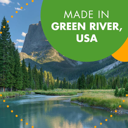 manufactured in green river, wyoming using 100% certified renewable energy