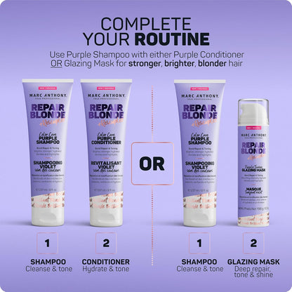 Marc Anthony Bond Repair Purple Shampoo – Gentle Sulfate-Free, Paraben-Free Formula Safe for Color-Treated Hair and Sensitive Scalps