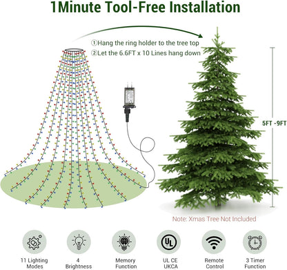 Marchpower Christmas Tree Lights – Nursery and Playroom Safe Holiday Lighting, Cool-to-Touch UL588 Diamond LEDs with Timer
