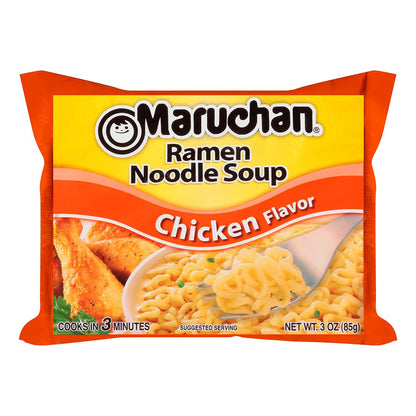 Maruchan Ramen Chicken, Instant Ramen Noodles Birthday Gift Basket for Her, Comfort Food Care Package with Quick 3-Minute Ready to Eat Meals (24 Count)