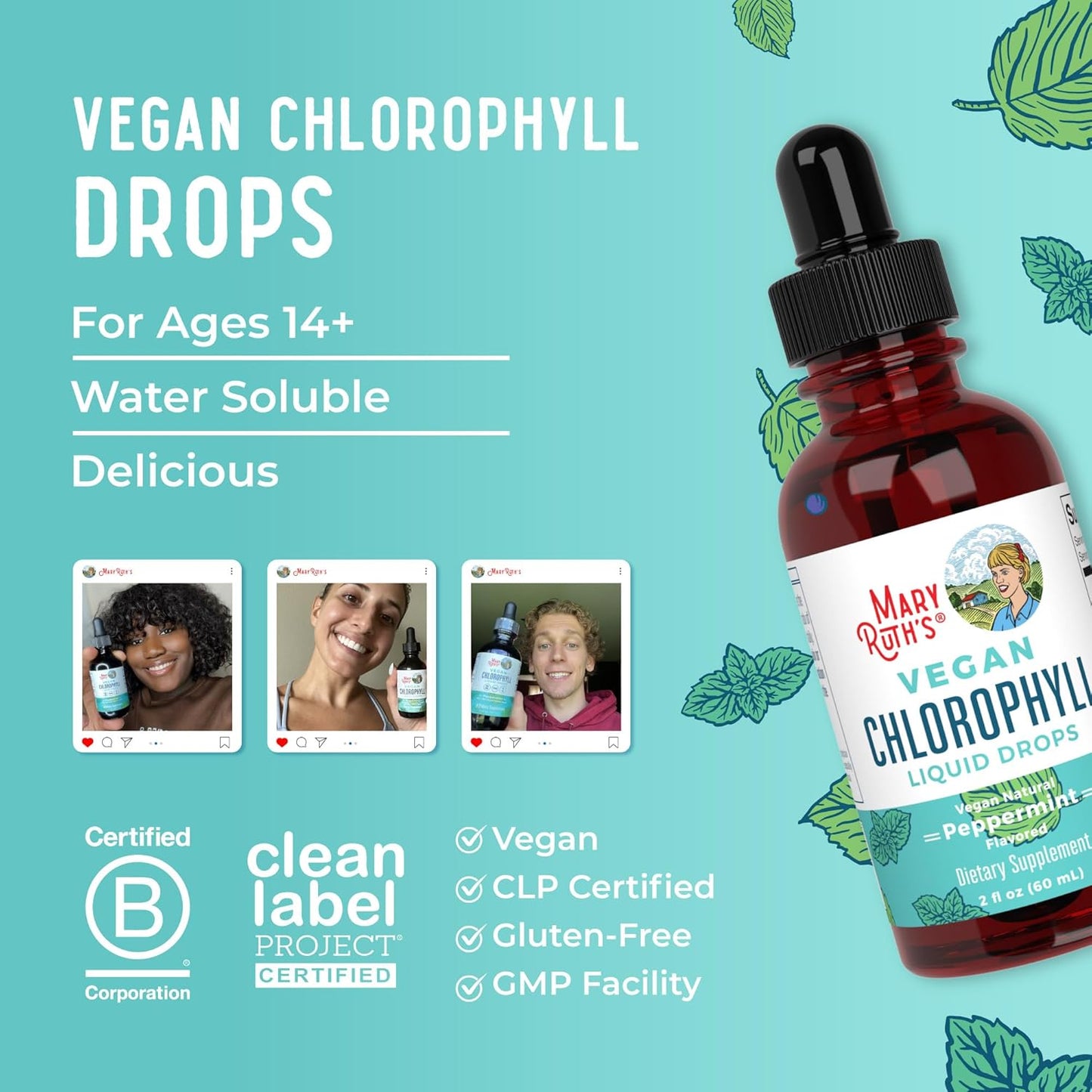 MaryRuth's Chlorophyll Liquid Drops – Home Office Desk Ritual for Focused Mornings, Minty Pre-Work Hydration