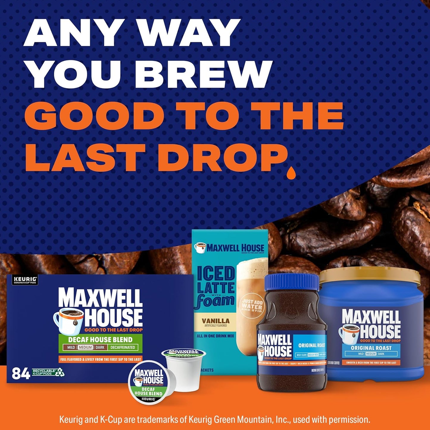 Maxwell House Decaf House Blend K-Cup Pods – Evening Wind-Down Coffee for Caffeine-Sensitive Adults, 84 ct Box