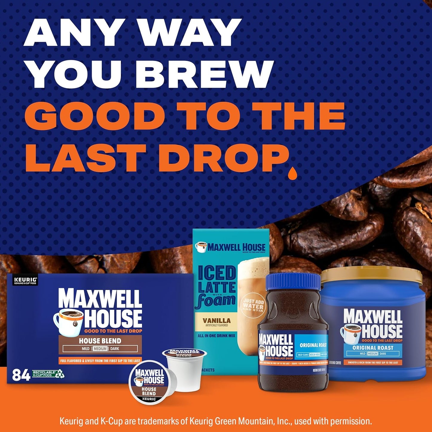 Maxwell House House Blend Medium Roast K-Cup Coffee Pods for Home Office Focus, 84 ct Single-Serve Pods