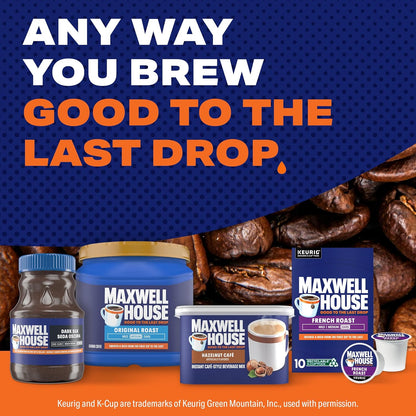 Maxwell House Instant Cafe Mix – Quick Morning Coffee for Busy Home Office, Hazelnut Cafe, 9 oz Canister