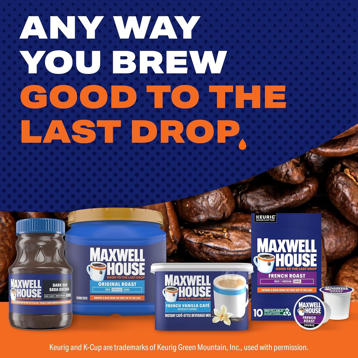 Maxwell House Instant French Vanilla Cafe Beverage Mix – Quick Morning Coffee for the Home Office, Stir-and-Enjoy in Seconds