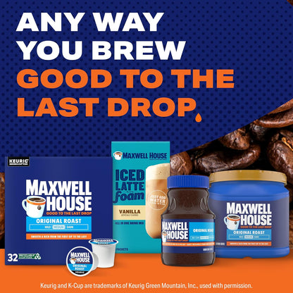 Maxwell House Original Roast K-Cup Coffee Pods for Home Office Focus, Quick Mid-Day Brew Without Measuring Grounds