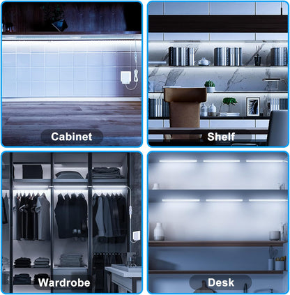 Maylit Under Cabinet Lights Plug in – Thoughtful Housewarming Gift for New Homeowners, Dimmable Kitchen LED Bar 3 Pack