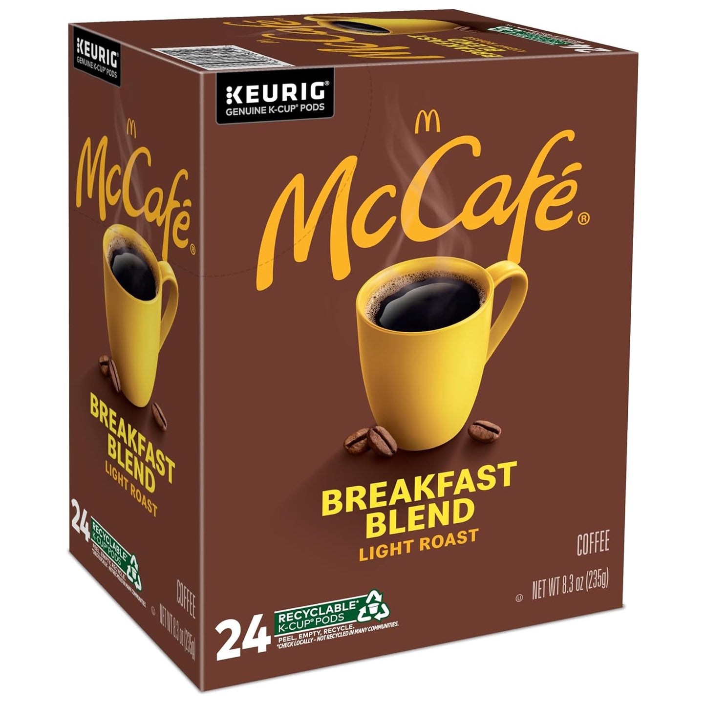 McCafe Breakfast Blend K-Cup Coffee, Light Roast Pods for Focused Home Office Brewing, 96 Count