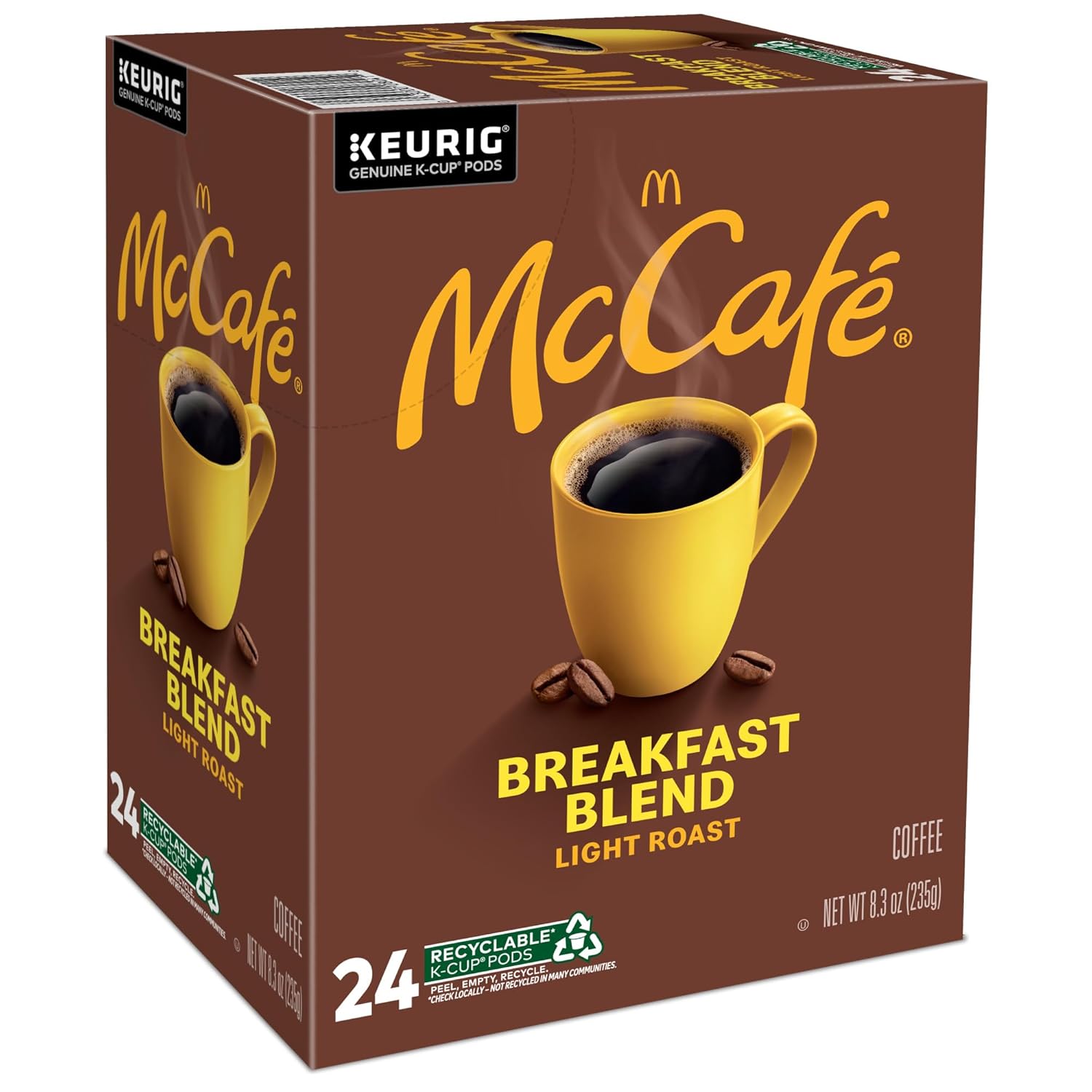 McCafe Breakfast Blend K-Cup Coffee, Light Roast Pods for Focused Home Office Brewing, 96 Count