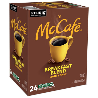 McCafe Breakfast Blend K-Cup Coffee, Light Roast Pods for Focused Home Office Brewing, 96 Count