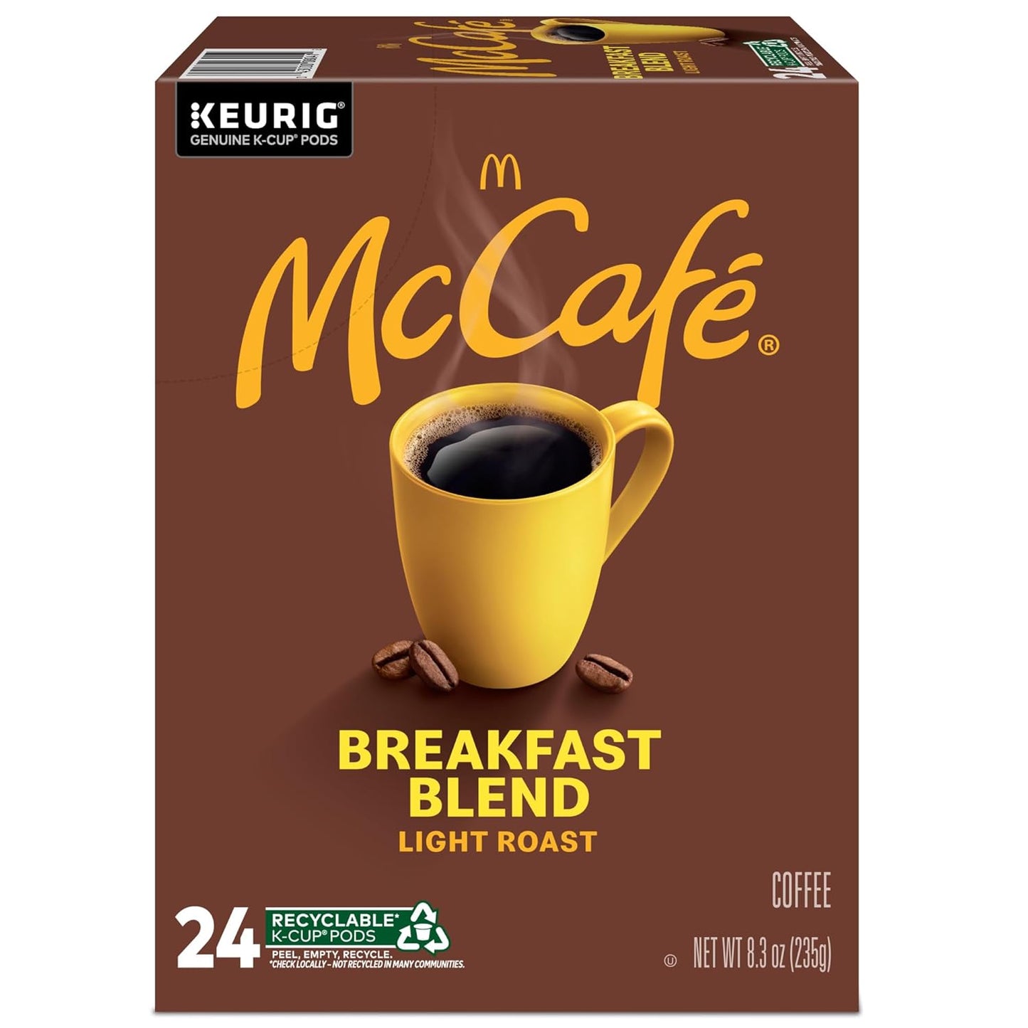 McCafe Breakfast Blend K-Cup Coffee, Light Roast Pods for Focused Home Office Brewing, 96 Count