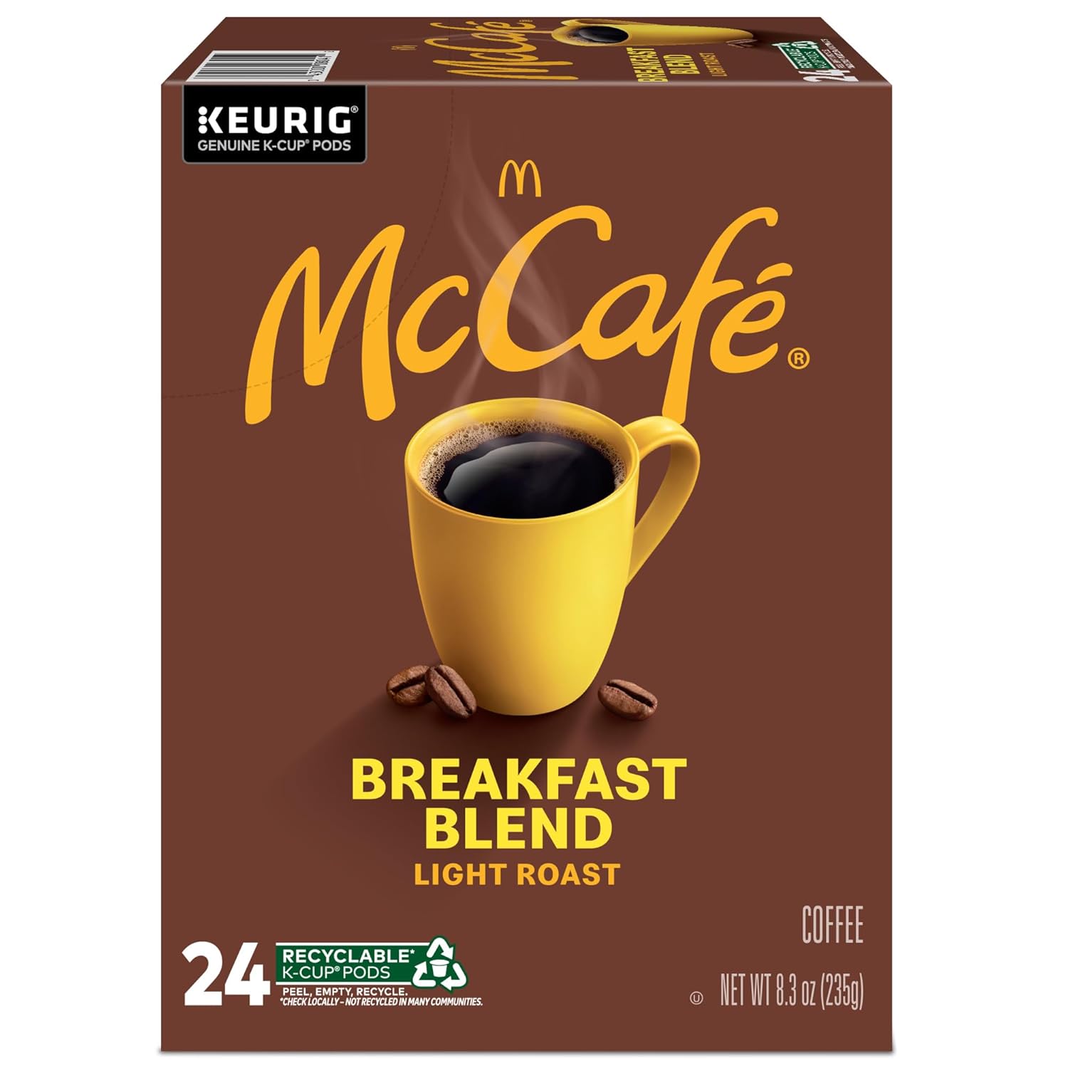 McCafe Breakfast Blend K-Cup Coffee, Light Roast Pods for Focused Home Office Brewing, 96 Count