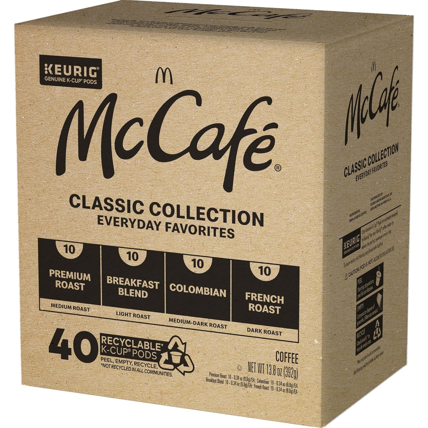 McCafe Classic Collection K-Cup Pods for Home Office Focus, 40-Count Variety Pack of Premium Arabica Single-Serve Coffee