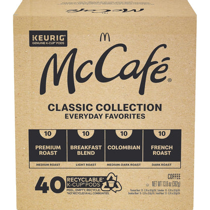 McCafe Classic Collection K-Cup Pods for Home Office Focus, 40-Count Variety Pack of Premium Arabica Single-Serve Coffee