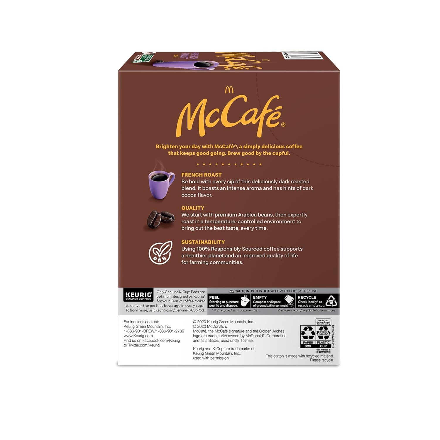 McCafe French Roast K-Cup Pods for Home Office Focus, Single-Serve Dark Roast Coffee for Quick Morning Brewing