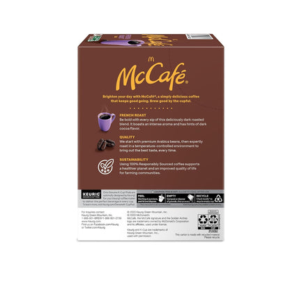 McCafe French Roast K-Cup Pods for Home Office Focus, Single-Serve Dark Roast Coffee for Quick Morning Brewing