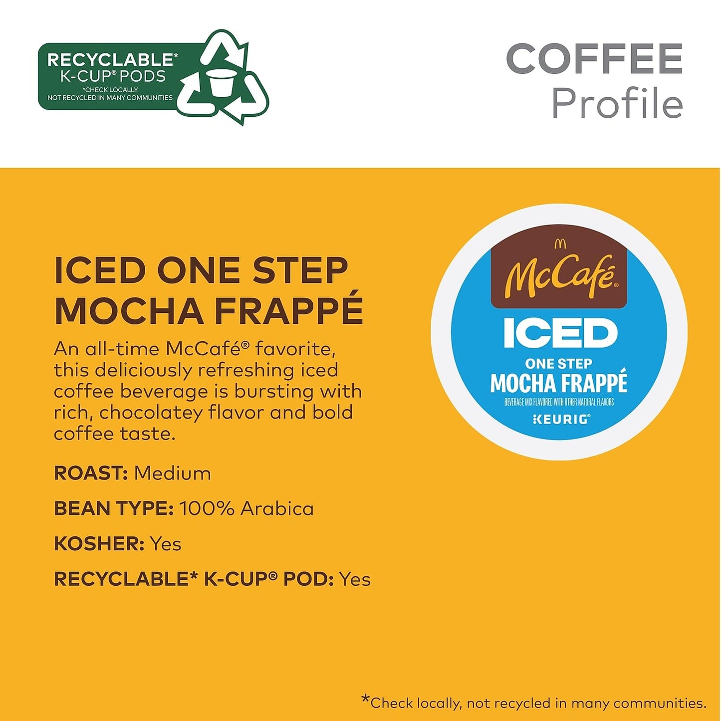 McCafe Iced Mocha Frappe K-Cups for Afternoon Self-Care Rituals, 20 Count Single Serve