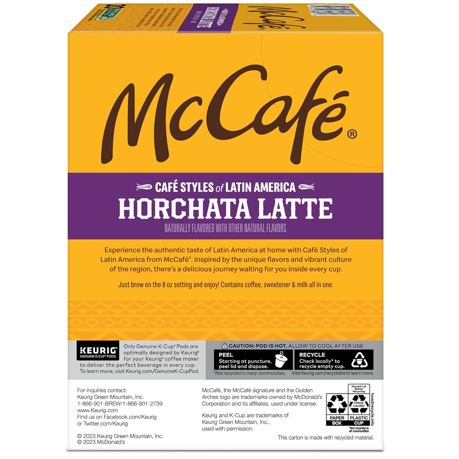 McCafe Premium Horchata Latte K-Cup Pods for the Discerning Home Barista, Café-Style Indulgence