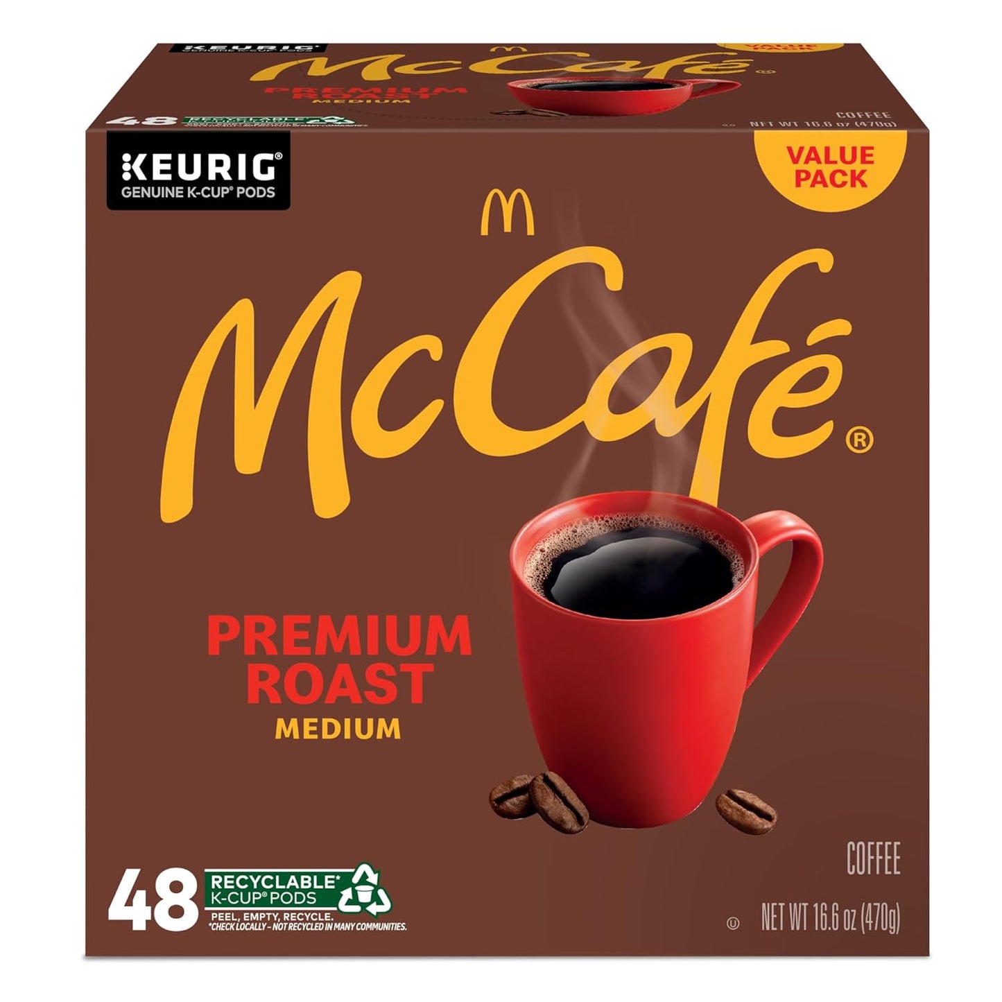 McCafé Premium Roast Coffee Pods – Small Office Break Room Supply, 48 Count Keurig Compatible K-Cups for Mid-Day Pick-Me-Up
