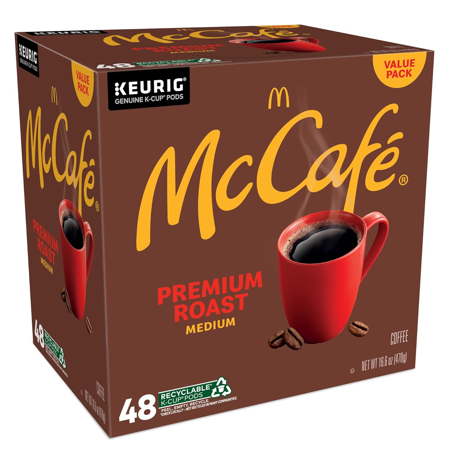 McCafé Premium Roast Coffee Pods – Small Office Break Room Supply, 48 Count Keurig Compatible K-Cups for Mid-Day Pick-Me-Up