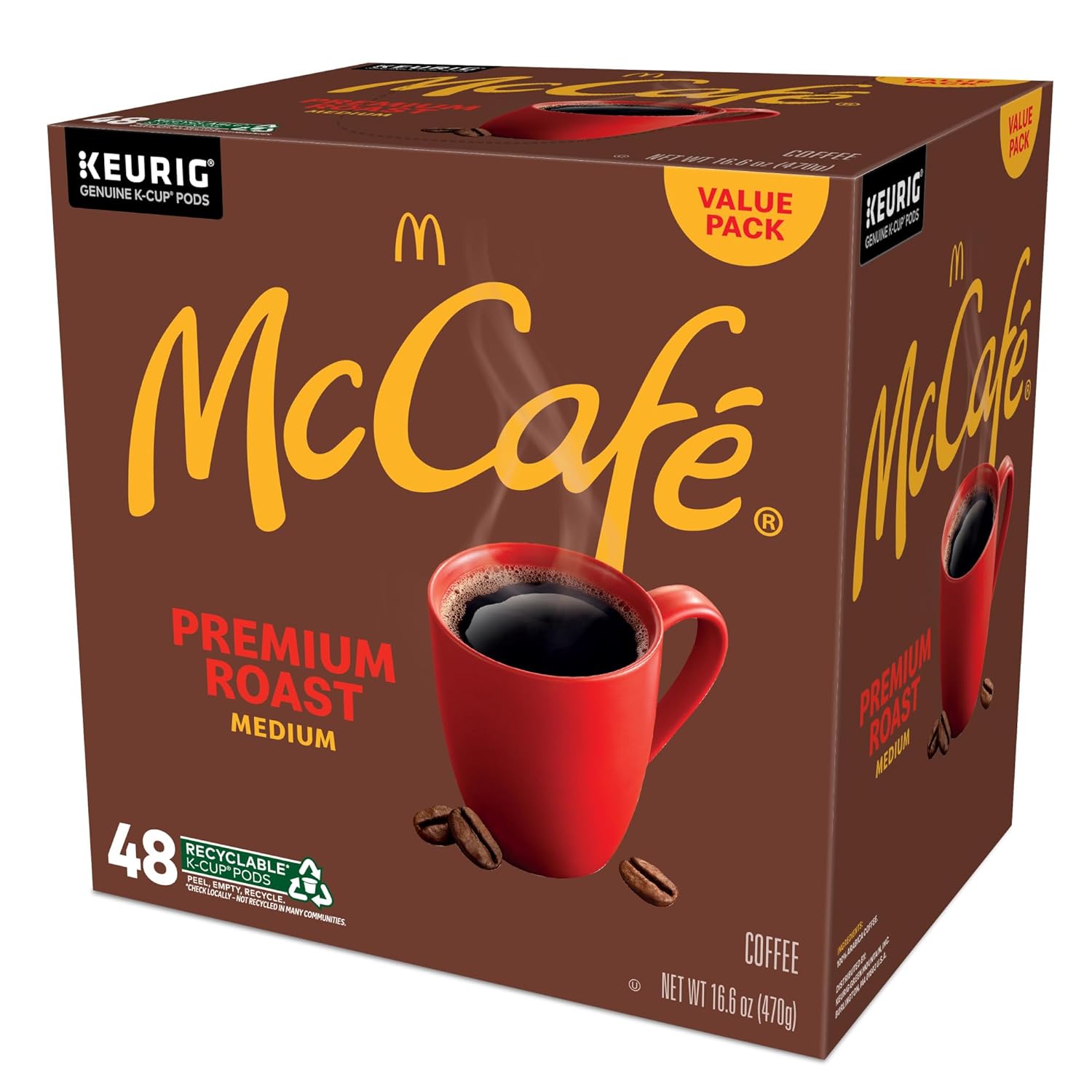 McCafé Premium Roast Coffee Pods – Small Office Break Room Supply, 48 Count Keurig Compatible K-Cups for Mid-Day Pick-Me-Up