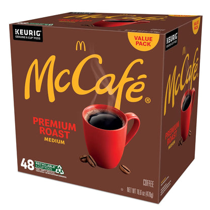 McCafé Premium Roast Coffee Pods – Small Office Break Room Supply, 48 Count Keurig Compatible K-Cups for Mid-Day Pick-Me-Up