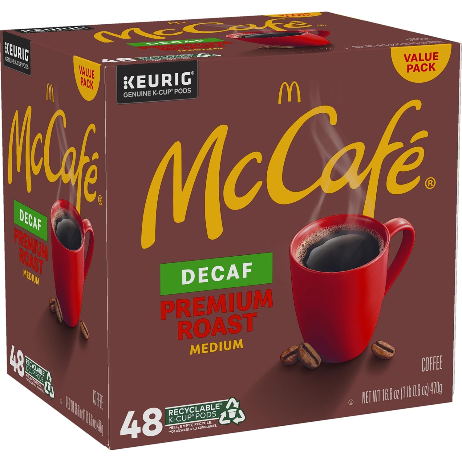 McCafe Premium Roast Decaf K-Cup Pods – Calming Bedside Nightcap for Caffeine-Sensitive Adults, Medium Roast 48 Count
