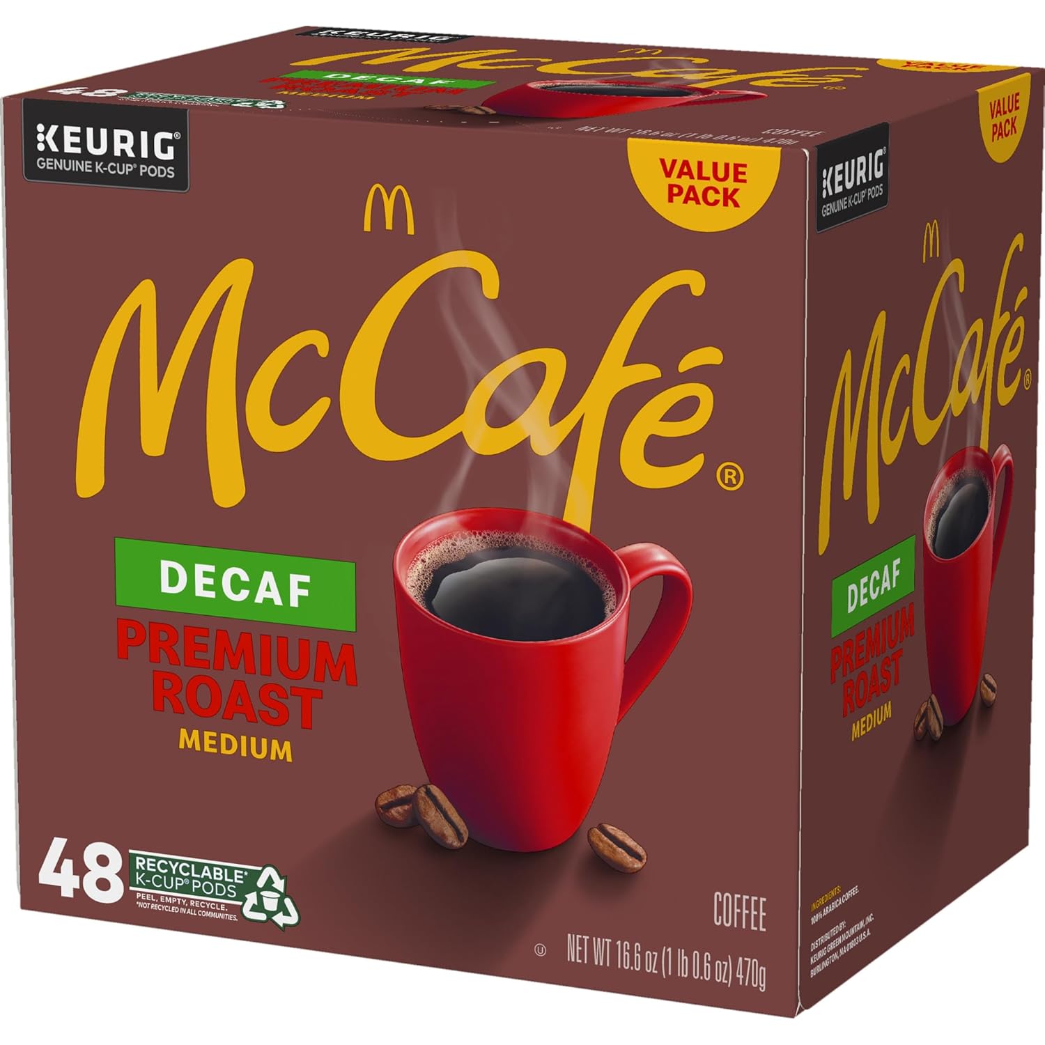McCafe Premium Roast Decaf K-Cup Pods – Calming Bedside Nightcap for Caffeine-Sensitive Adults, Medium Roast 48 Count