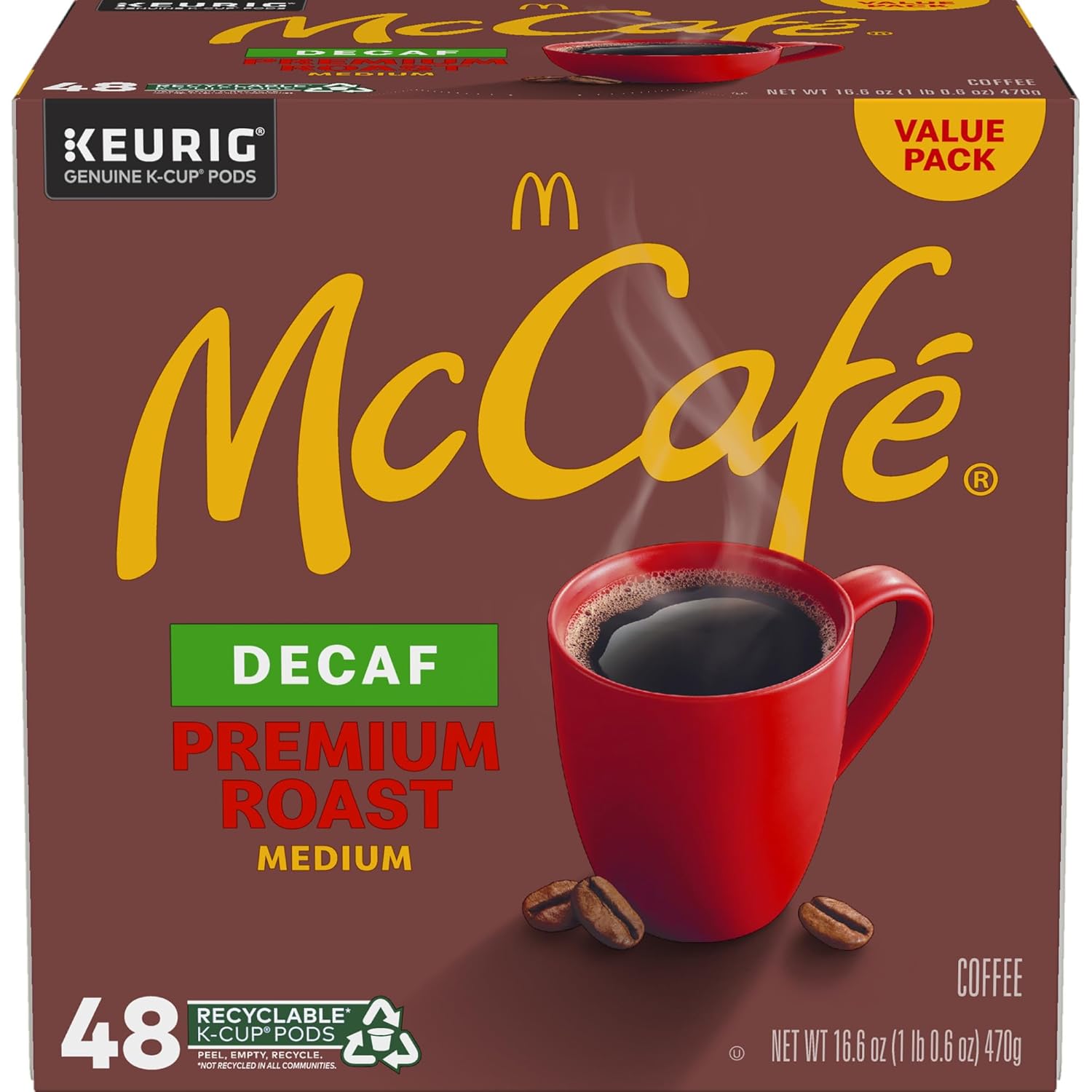 McCafe Premium Roast Decaf K-Cup Pods – Calming Bedside Nightcap for Caffeine-Sensitive Adults, Medium Roast 48 Count