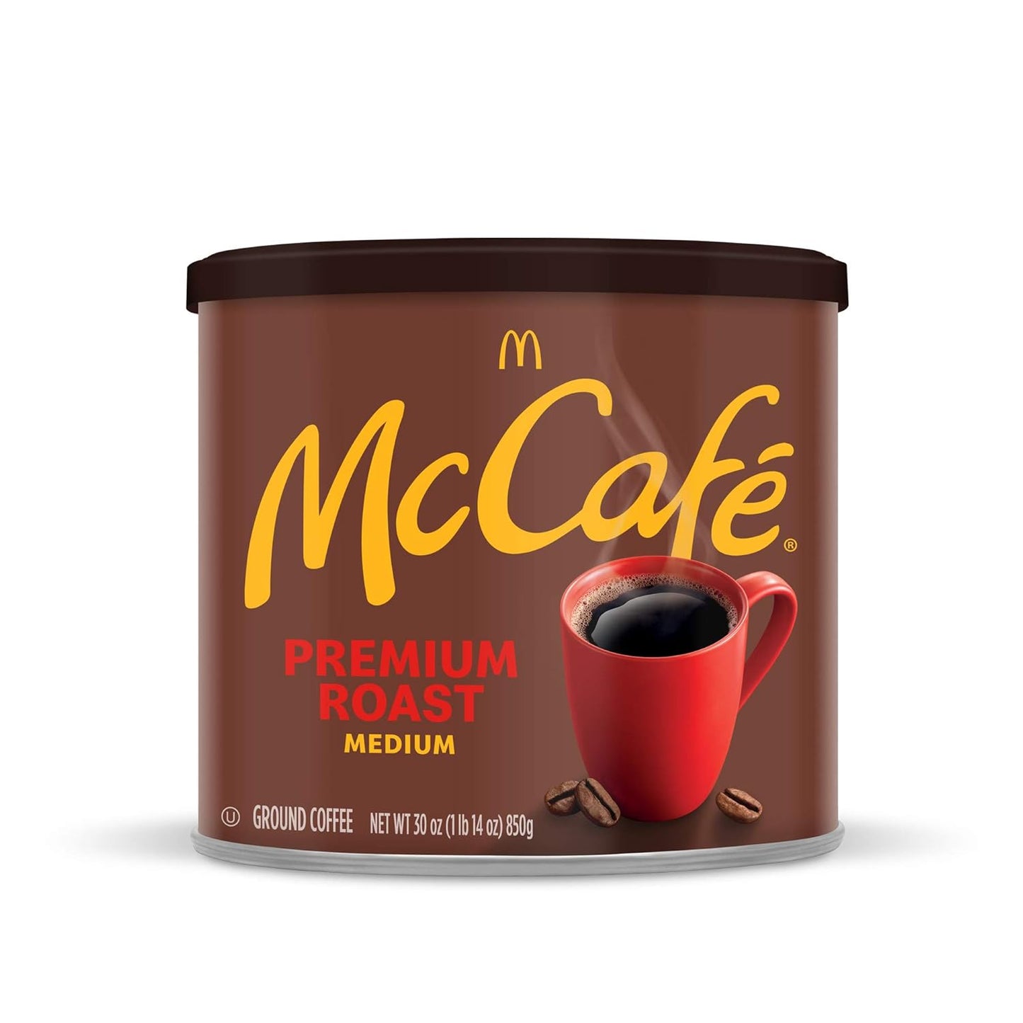 McCafe Premium Roast Medium Roast Ground Coffee 30 oz Canister – Home Office Brew for Focused Workday Mornings