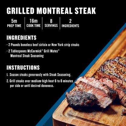 McCormick Grill Mates Montreal Steak Seasoning – Portable Outdoor Grilling Spice for Backyard BBQs and Camping Cookouts