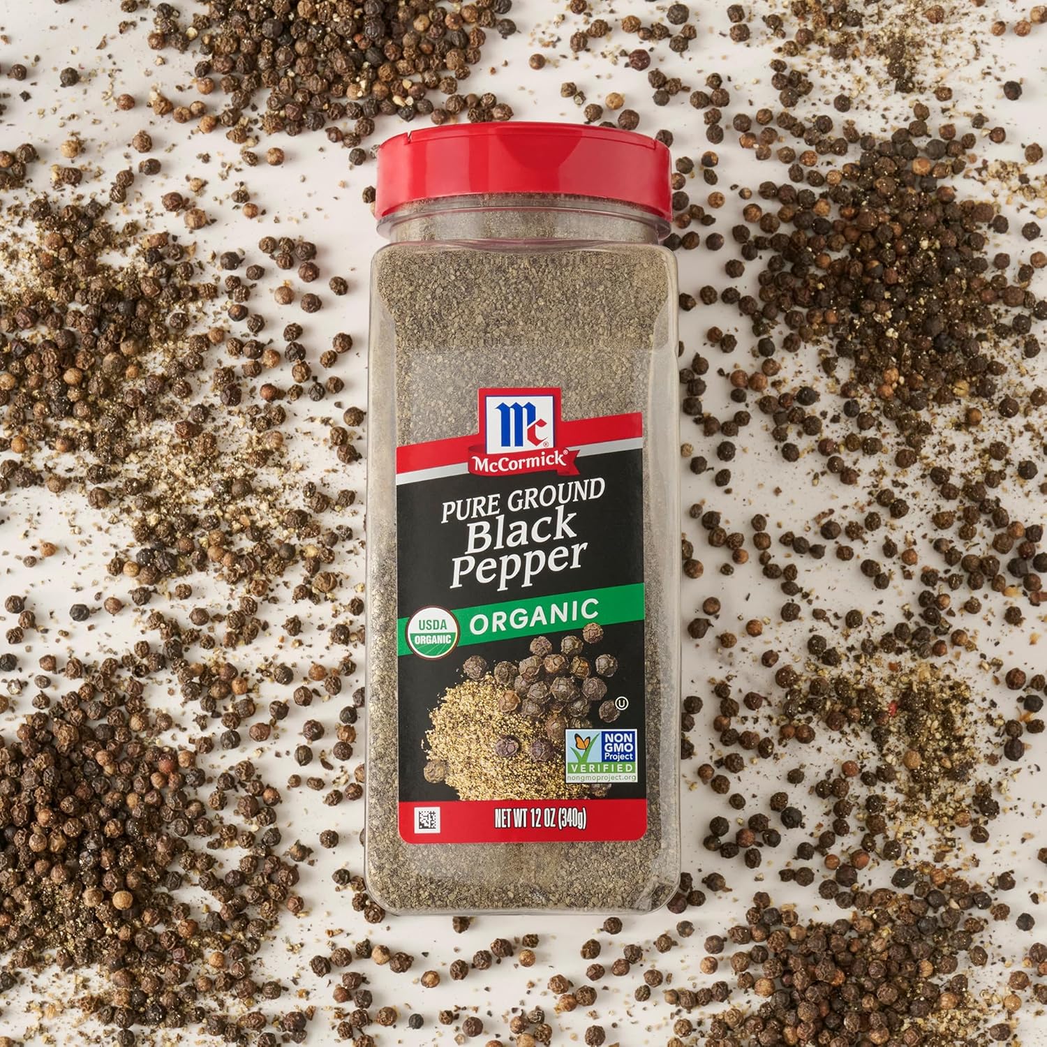 McCormick Organic Black Pepper – Clean-Seasoning Pantry Staple for Salt-Reduction Wellness Routines, 12 oz