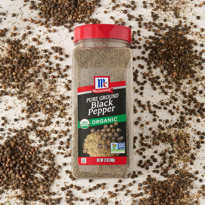 McCormick Organic Black Pepper – Clean-Seasoning Pantry Staple for Salt-Reduction Wellness Routines, 12 oz