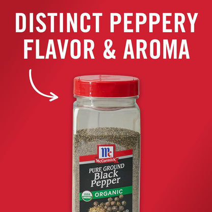 McCormick Organic Black Pepper – Clean-Seasoning Pantry Staple for Salt-Reduction Wellness Routines, 12 oz