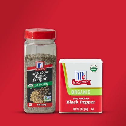 McCormick Organic Black Pepper – Clean-Seasoning Pantry Staple for Salt-Reduction Wellness Routines, 12 oz