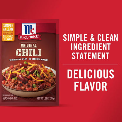 McCormick Original Chili Seasoning Mix for Quick Weeknight Family Dinners, 1.25 oz Packet