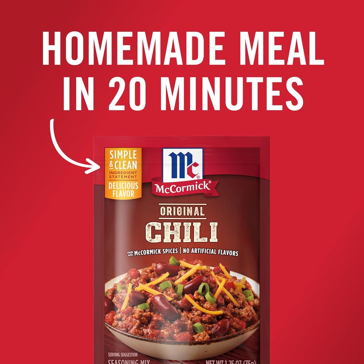 McCormick Original Chili Seasoning Mix for Quick Weeknight Family Dinners, 1.25 oz Packet