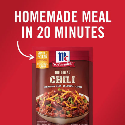 McCormick Original Chili Seasoning Mix for Quick Weeknight Family Dinners, 1.25 oz Packet