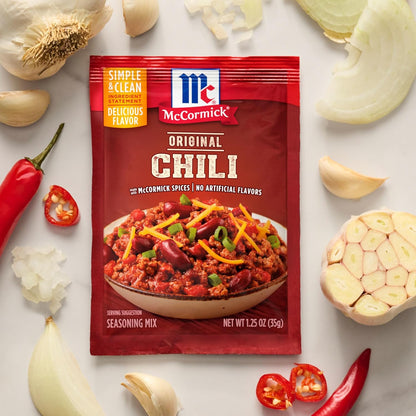 McCormick Original Chili Seasoning Mix for Quick Weeknight Family Dinners, 1.25 oz Packet
