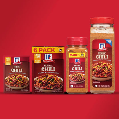 McCormick Original Chili Seasoning Mix for Quick Weeknight Family Dinners, 1.25 oz Packet