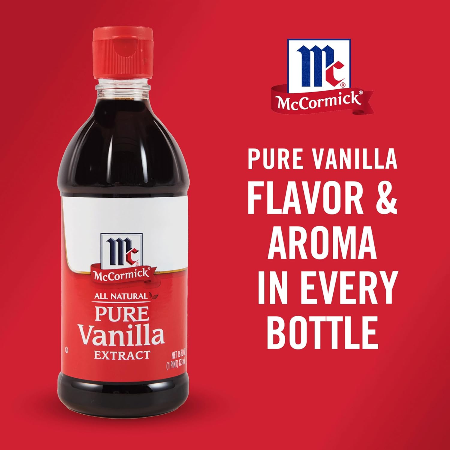 McCormick Pure Madagascar Vanilla Extract for Mindful Baking, Clean-Ingredient Flavoring for Home Wellness Kitchen