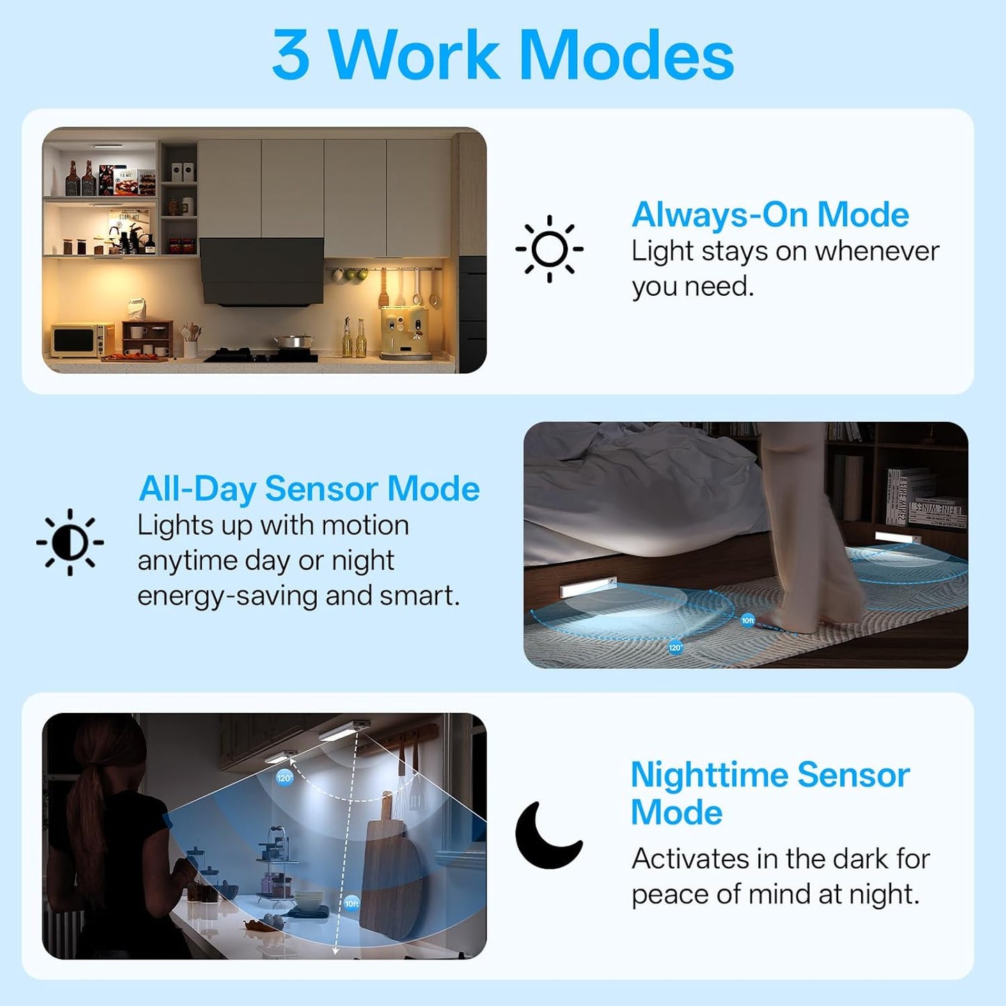 MCGOR Under Cabinet LED Bar – Clean Scandinavian Kitchen Lighting, Tool-Free Magnetic Wireless Light 2-Pack