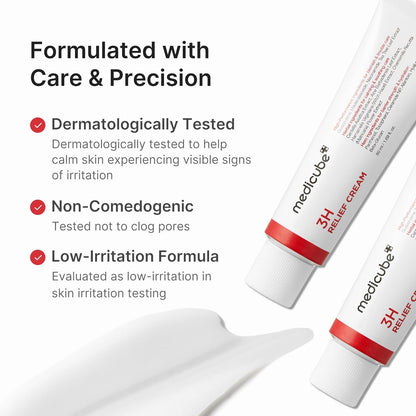 medicube 3H Daily Relief Cream | Clean Skincare for Uncluttered Vanity | All-in-One Soothing Moisturizer for Minimalist Bathroom Shelf