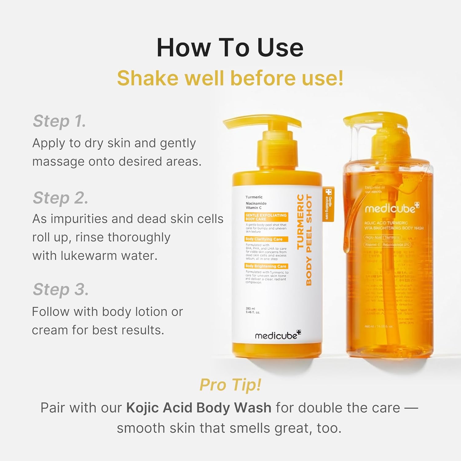 medicube Body Peel Shot with Turmeric – Nightly Exfoliating Serum for a Mindful Bath Time Wind-Down Ritual