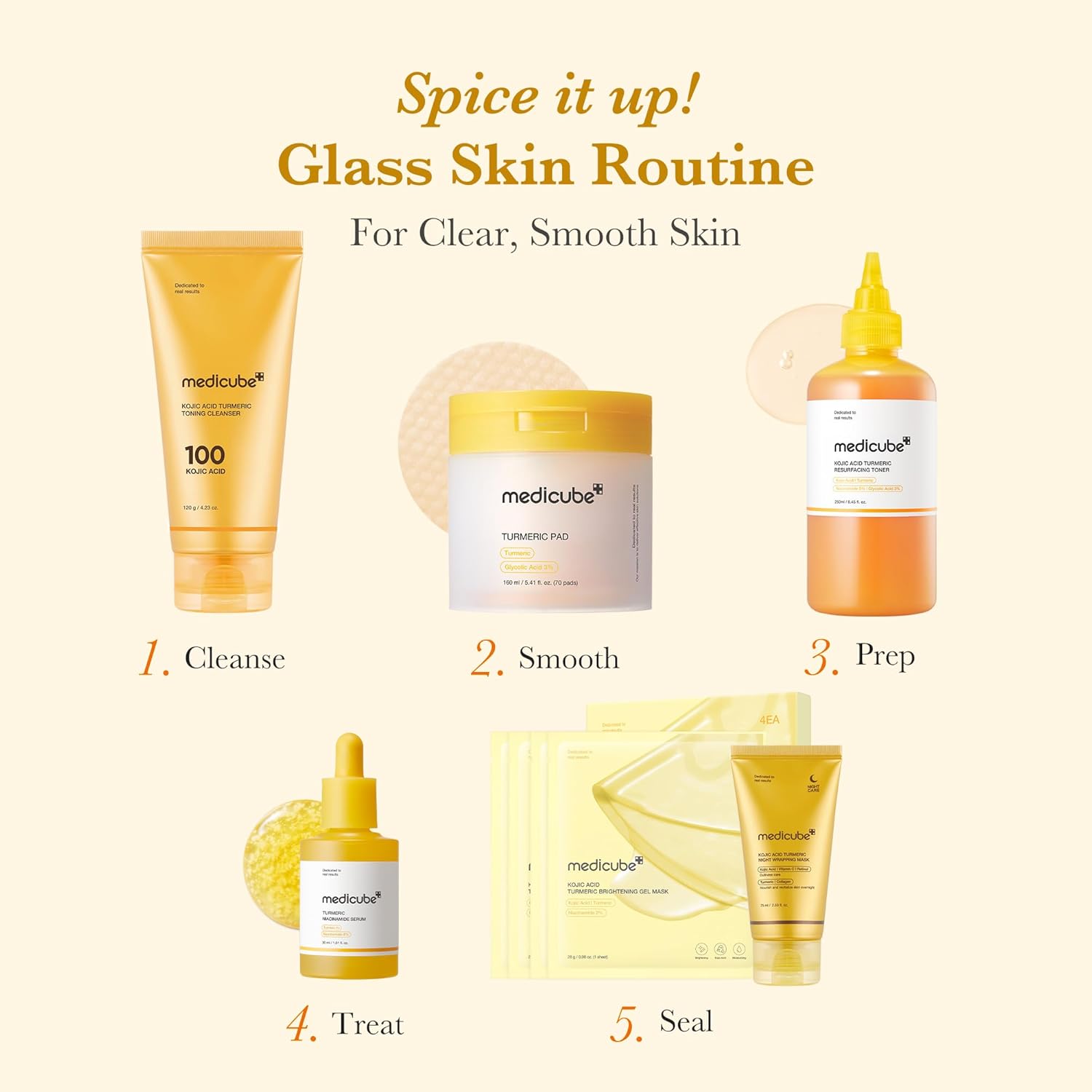 Medicube Kojic Acid Turmeric Smoothing Toner – Premium Brightening Elixir for an Elevated Vanity, Face & Body 8.45 fl.oz