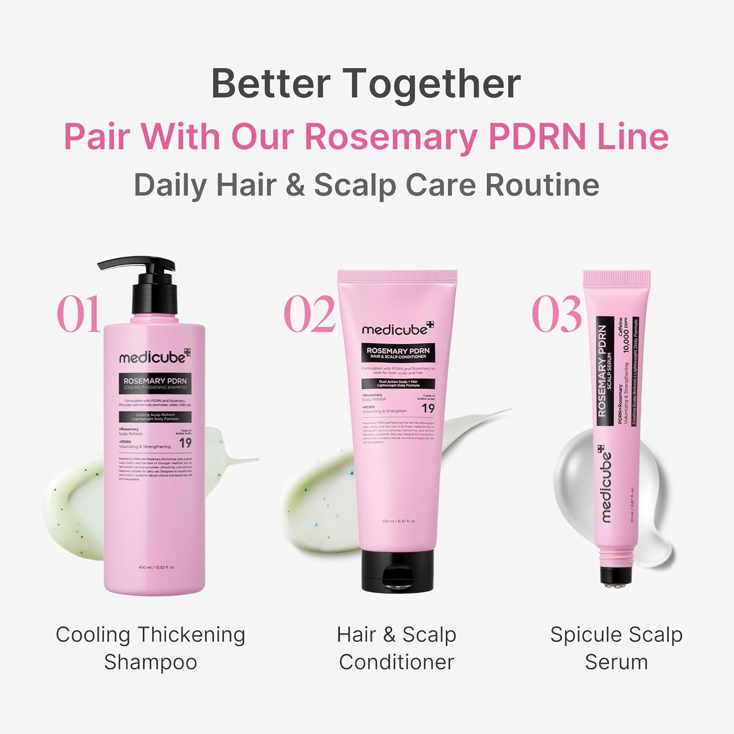 medicube Rosemary PDRN Clarifying Thickening Shampoo | Premium Korean Scalp Elixir for Fine, Aging Hair, Vanity Counterpiece