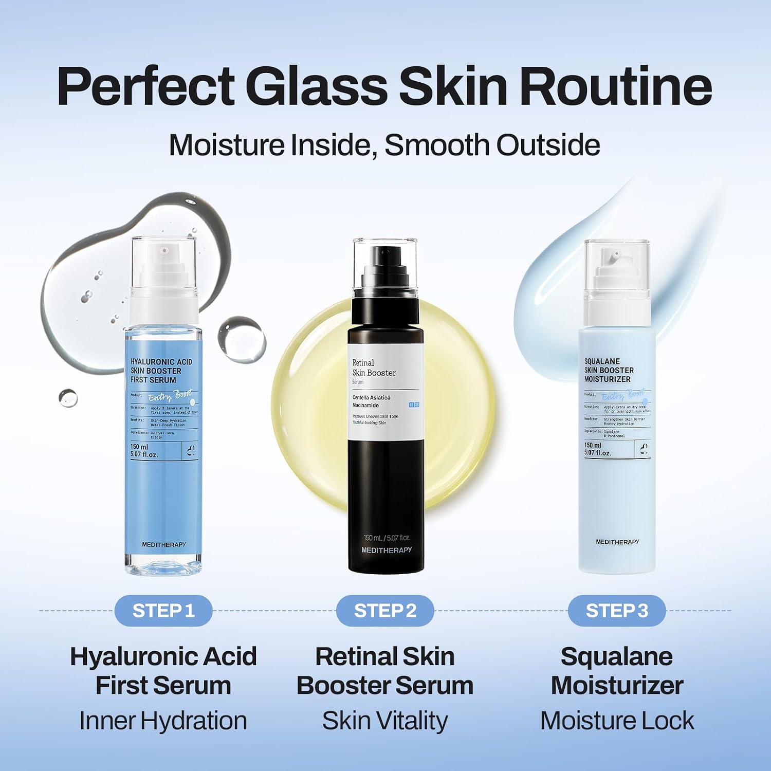 MEDITHERAPY Retinal Skin Booster Serum 5.07 fl oz | Premium Korean Retinal Serum for Face and Body, Elegant Vanity Skincare Essential