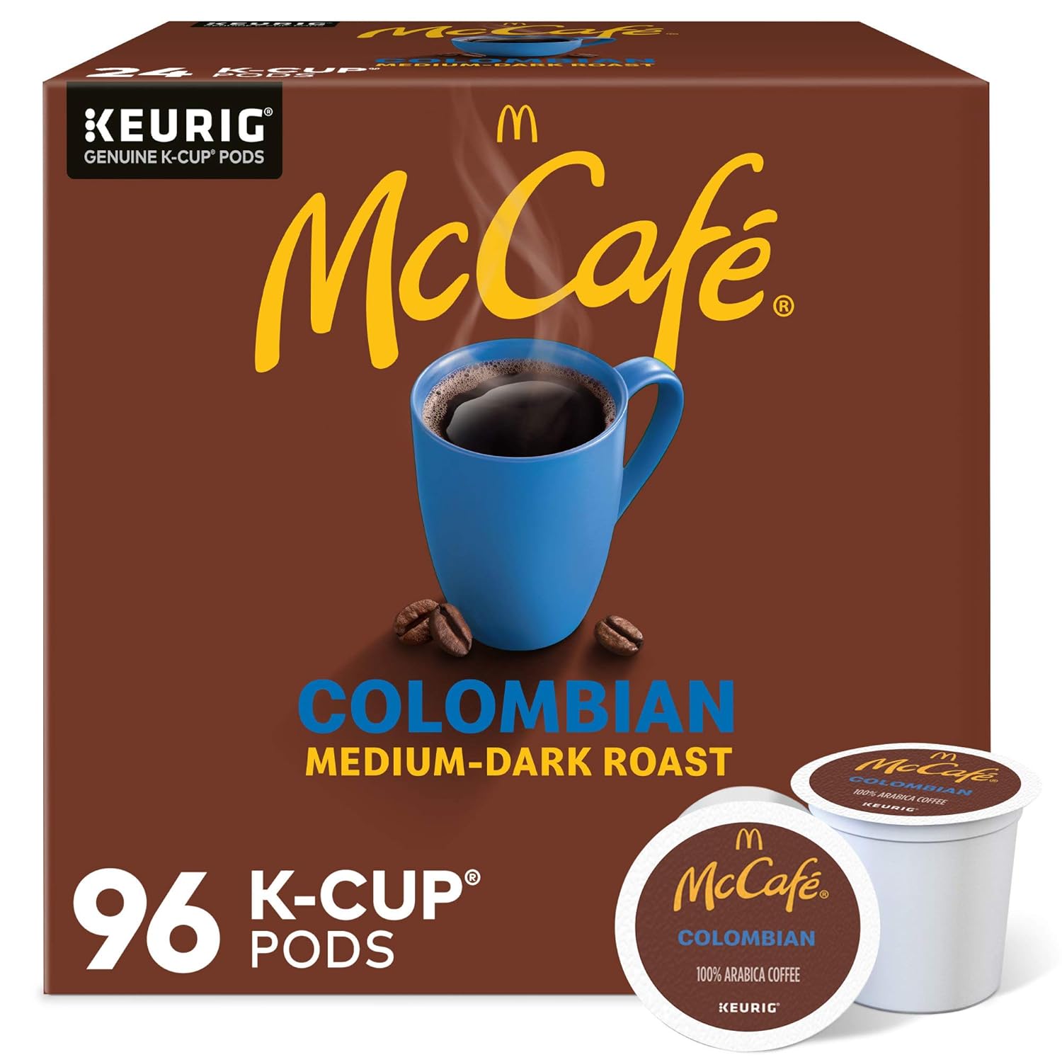 medium-dark roast 100% arabica coffee beans sourced exclusively from colombian farms